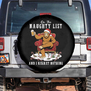 Funny Bigfoot Christmas Spare Tire Cover On The Naughty List And I Regret Nothing TS14 No hole Black Print Your Wear