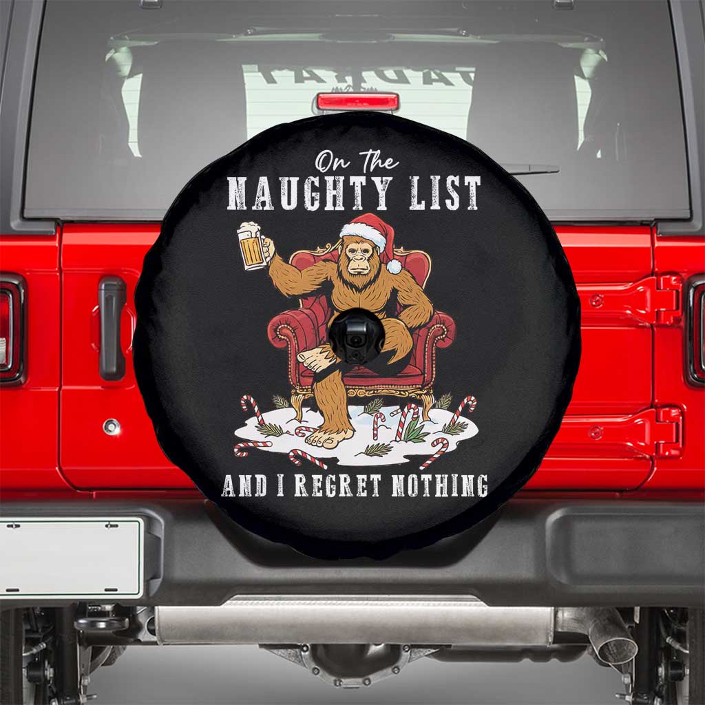 Funny Bigfoot Christmas Spare Tire Cover On The Naughty List And I Regret Nothing TS14 Black Print Your Wear