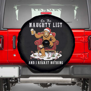 Funny Bigfoot Christmas Spare Tire Cover On The Naughty List And I Regret Nothing TS14 Black Print Your Wear