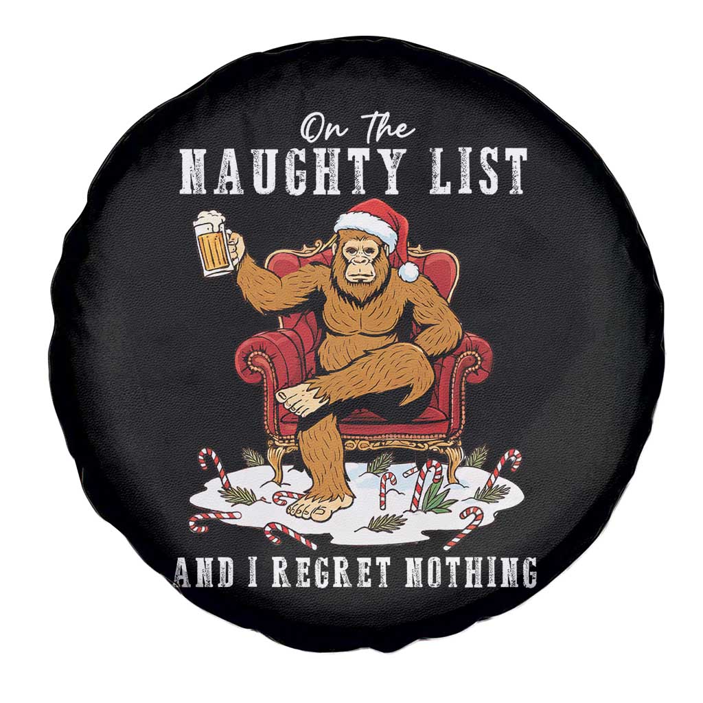 Funny Bigfoot Christmas Spare Tire Cover On The Naughty List And I Regret Nothing TS14 Print Your Wear