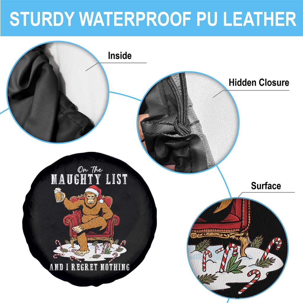 Funny Bigfoot Christmas Spare Tire Cover On The Naughty List And I Regret Nothing TS14 Print Your Wear