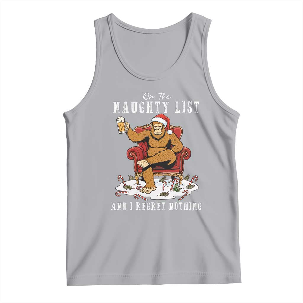 Funny Bigfoot Christmas Tank Top On The Naughty List And I Regret Nothing TS14 Athletic Heather Print Your Wear