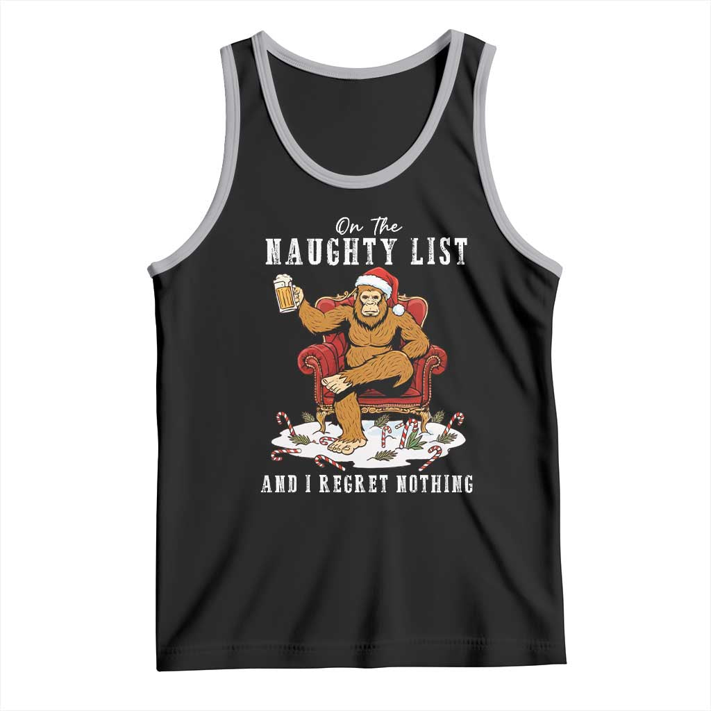 Funny Bigfoot Christmas Tank Top On The Naughty List And I Regret Nothing TS14 Black Athletic Heather Print Your Wear