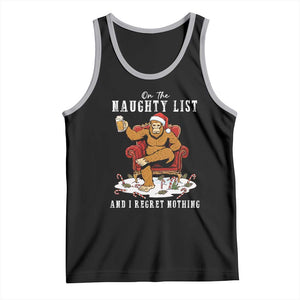 Funny Bigfoot Christmas Tank Top On The Naughty List And I Regret Nothing TS14 Black Athletic Heather Print Your Wear