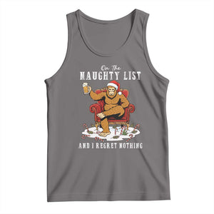 Funny Bigfoot Christmas Tank Top On The Naughty List And I Regret Nothing TS14 Deep Heather Print Your Wear