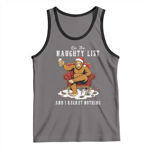Funny Bigfoot Christmas Tank Top On The Naughty List And I Regret Nothing TS14 Deep Heather Black Print Your Wear