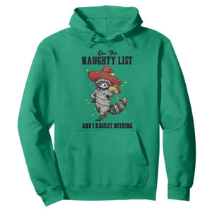 Funny Mexican Racoon Taco Christmas Hoodie On The Naughty List And I Regret Nothing TS14 Irish Green Print Your Wear