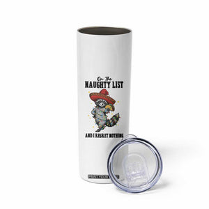 Funny Mexican Racoon Taco Christmas Skinny Tumbler On The Naughty List And I Regret Nothing TS14 Print Your Wear