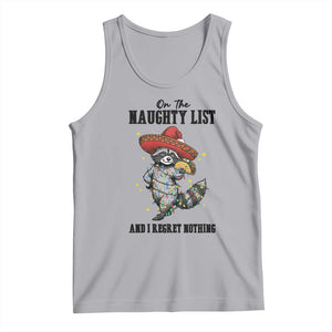 Funny Mexican Racoon Taco Christmas Tank Top On The Naughty List And I Regret Nothing TS14 Athletic Heather Print Your Wear