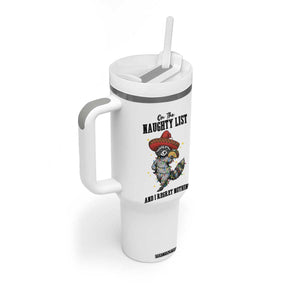 Funny Mexican Racoon Taco Christmas Tumbler With Handle On The Naughty List And I Regret Nothing TS14 Print Your Wear