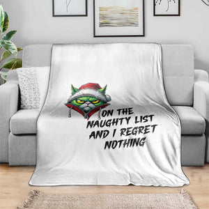 Funny Cat Green Christmas Throw Blanket On The Naughty List And I Regret Nothing TS14 Print Your Wear