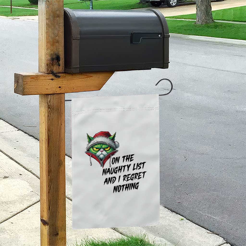 Funny Cat Green Christmas Garden Flag On The Naughty List And I Regret Nothing TS14 Print Your Wear