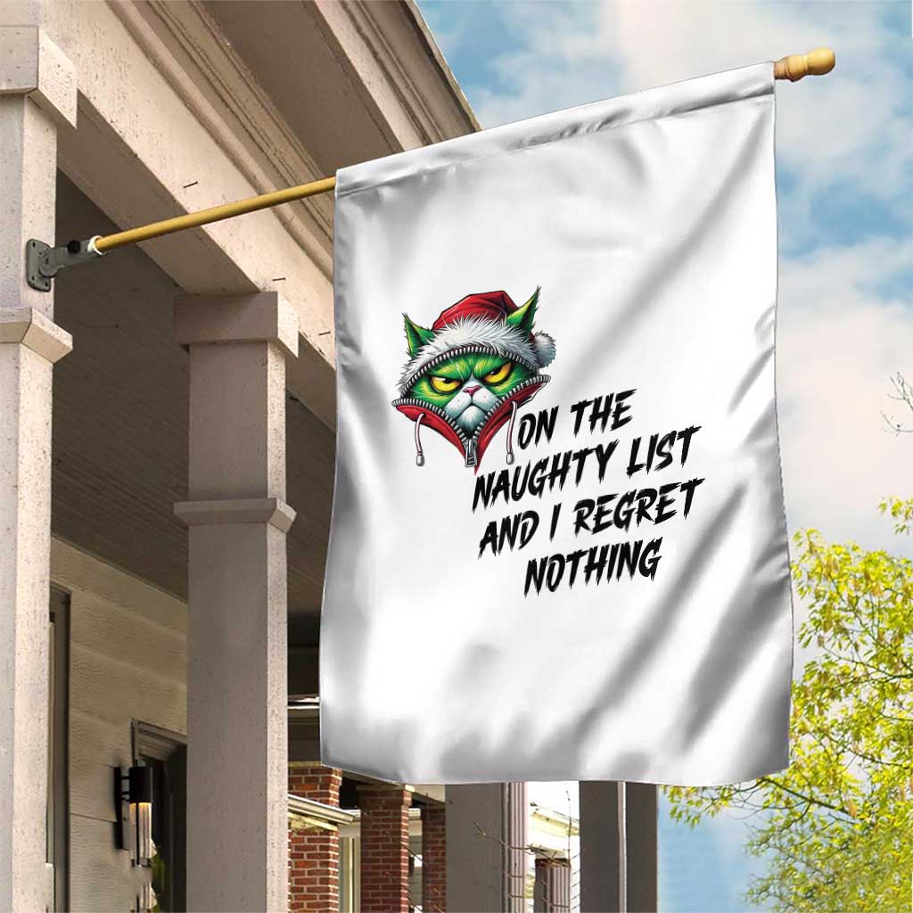Funny Cat Green Christmas Garden Flag On The Naughty List And I Regret Nothing TS14 Print Your Wear