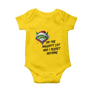 Funny Cat Green Christmas Baby Onesie On The Naughty List And I Regret Nothing TS14 Daisy Print Your Wear
