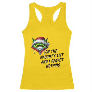 Funny Cat Green Christmas Racerback Tank Top On The Naughty List And I Regret Nothing TS14 Daisy Print Your Wear