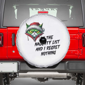 Funny Cat Green Christmas Spare Tire Cover On The Naughty List And I Regret Nothing TS14 White Print Your Wear