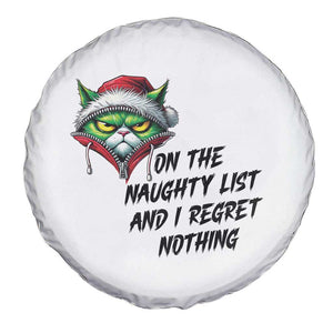 Funny Cat Green Christmas Spare Tire Cover On The Naughty List And I Regret Nothing TS14 Print Your Wear