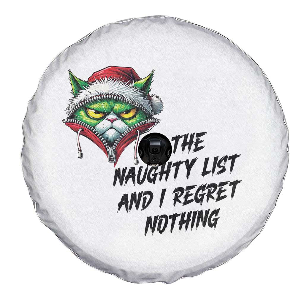 Funny Cat Green Christmas Spare Tire Cover On The Naughty List And I Regret Nothing TS14 Print Your Wear