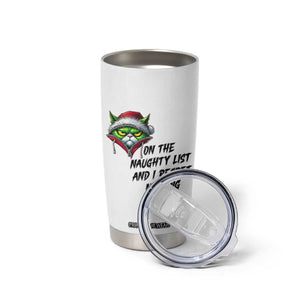 Funny Cat Green Christmas Tumbler Cup On The Naughty List And I Regret Nothing TS14 Print Your Wear