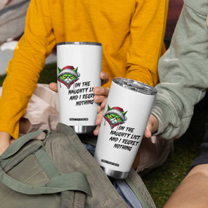 Funny Cat Green Christmas Tumbler Cup On The Naughty List And I Regret Nothing TS14 Print Your Wear