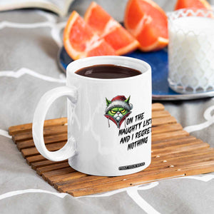 Funny Cat Green Christmas Coffee Mug On The Naughty List And I Regret Nothing TS14 Print Your Wear