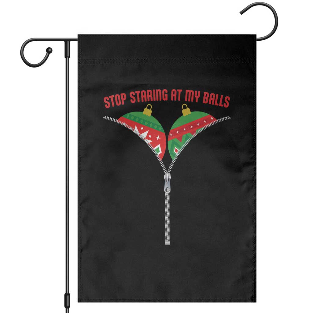 Funny Dirty Christmas Garden Flag Stop Staring At My Balls TS14 Black Print Your Wear