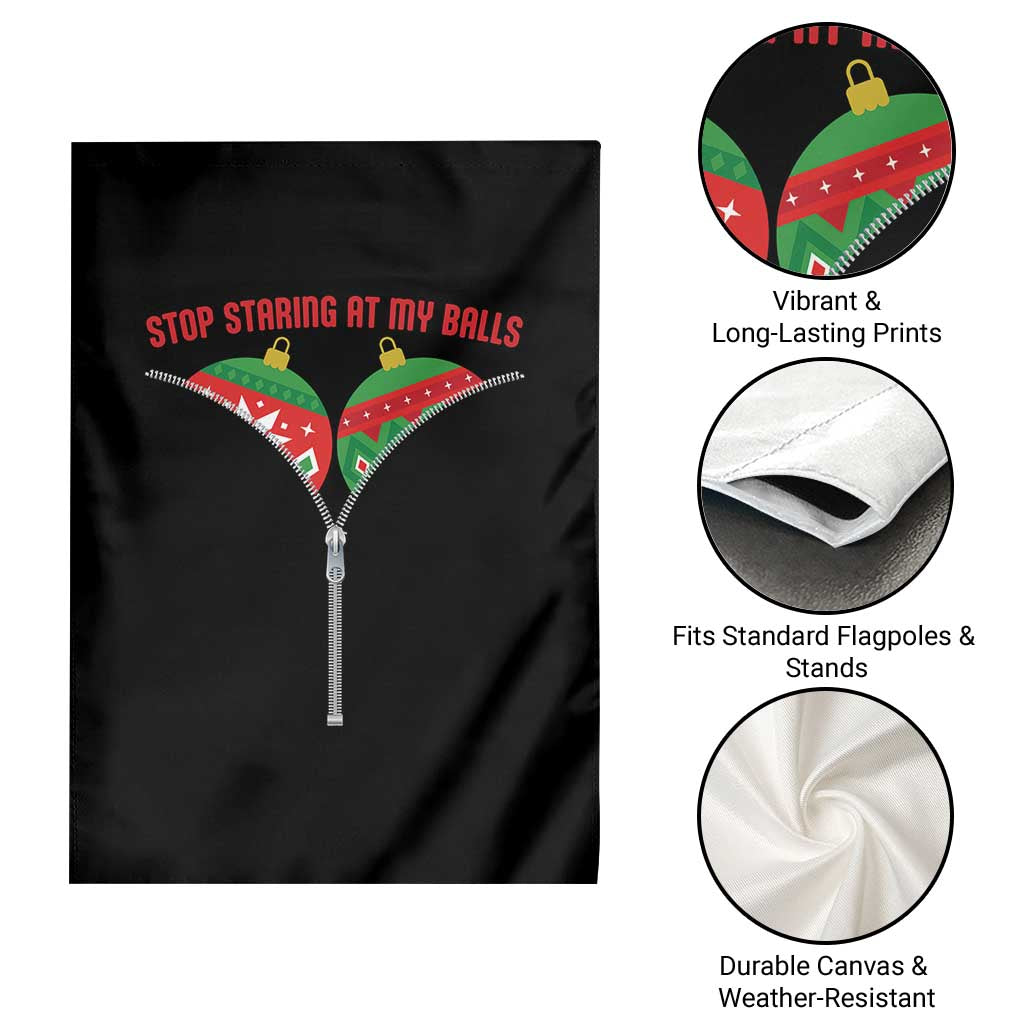 Funny Dirty Christmas Garden Flag Stop Staring At My Balls TS14 Print Your Wear