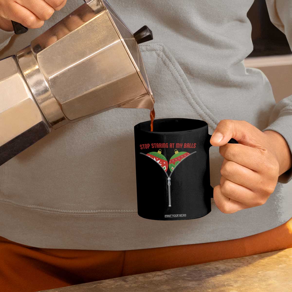 Funny Dirty Christmas Coffee Mug Stop Staring At My Balls TS14 Print Your Wear