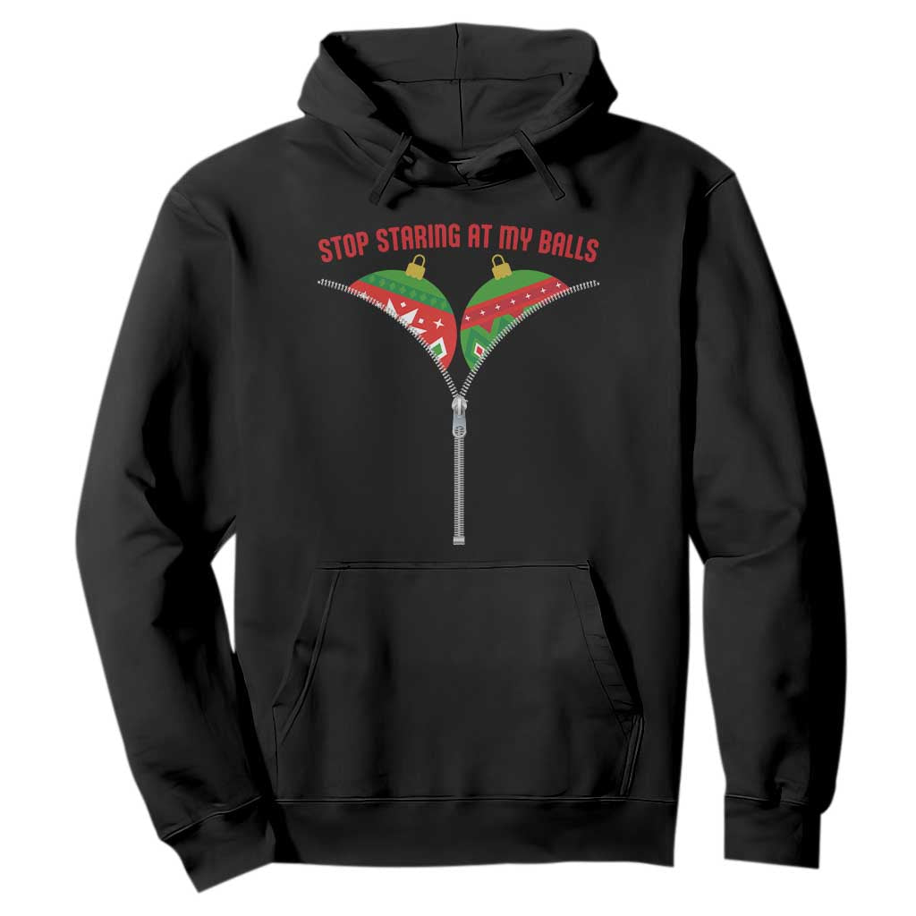 Funny Dirty Christmas Hoodie Stop Staring At My Balls TS14 Black Print Your Wear
