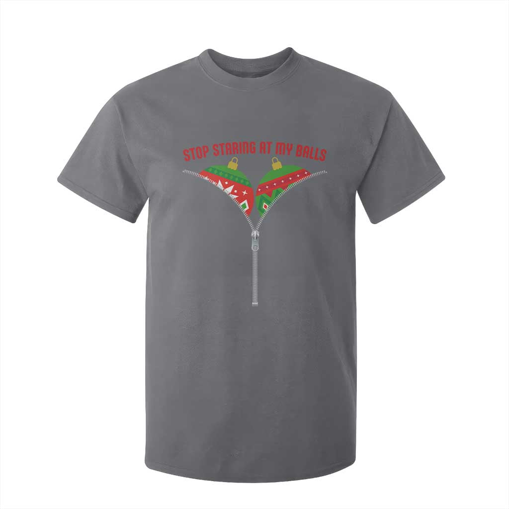 Funny Dirty Christmas T Shirt For Kid Stop Staring At My Balls TS14 Charcoal Print Your Wear