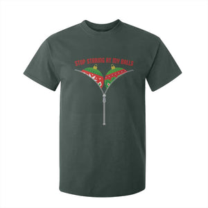 Funny Dirty Christmas T Shirt For Kid Stop Staring At My Balls TS14 Dark Forest Green Print Your Wear