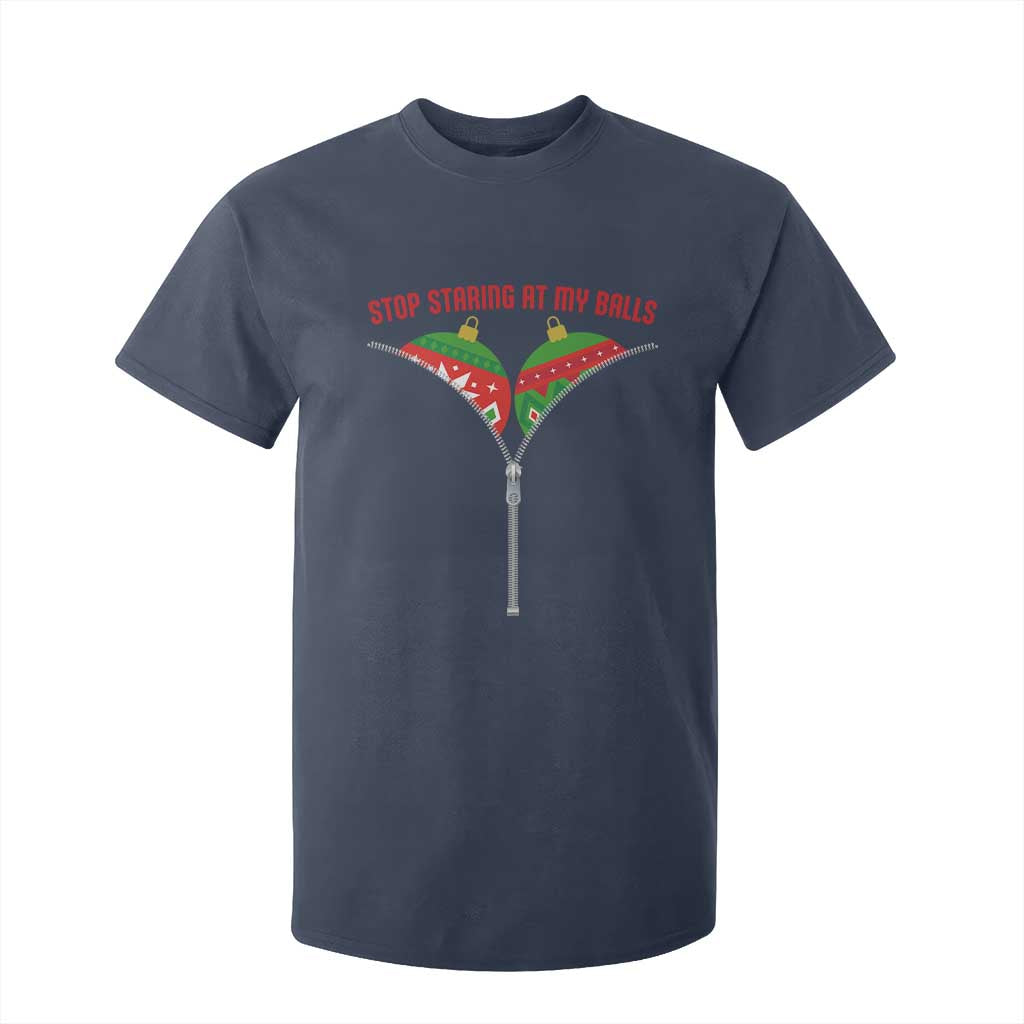 Funny Dirty Christmas T Shirt For Kid Stop Staring At My Balls TS14 Navy Print Your Wear