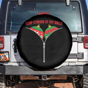 Funny Dirty Christmas Spare Tire Cover Stop Staring At My Balls TS14 No hole Black Print Your Wear