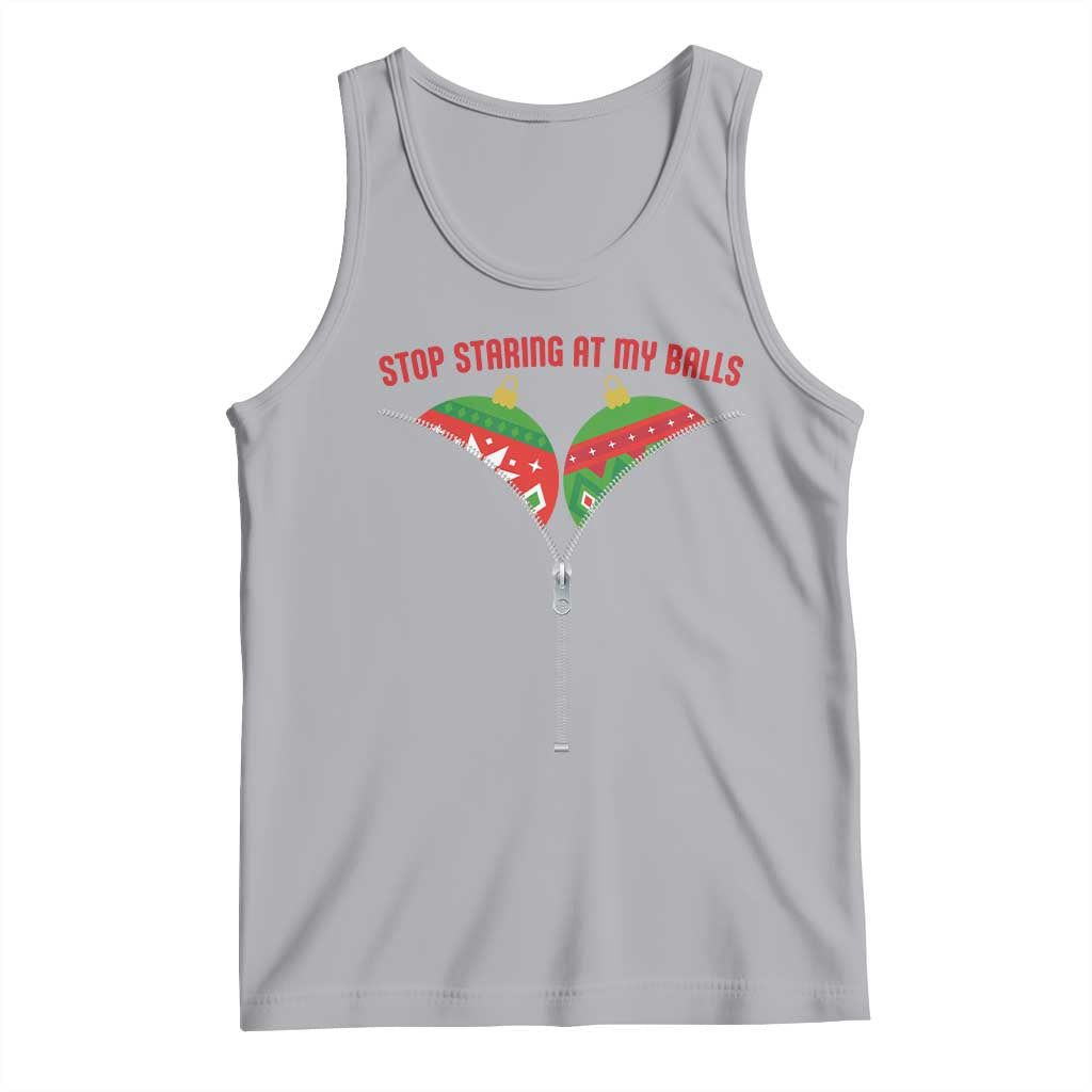 Funny Dirty Christmas Tank Top Stop Staring At My Balls TS14 Athletic Heather Print Your Wear