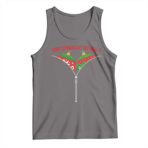 Funny Dirty Christmas Tank Top Stop Staring At My Balls TS14 Deep Heather Print Your Wear