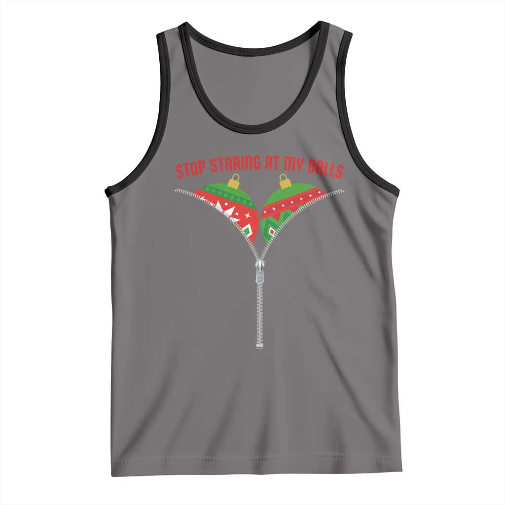 Funny Dirty Christmas Tank Top Stop Staring At My Balls TS14 Deep Heather Black Print Your Wear