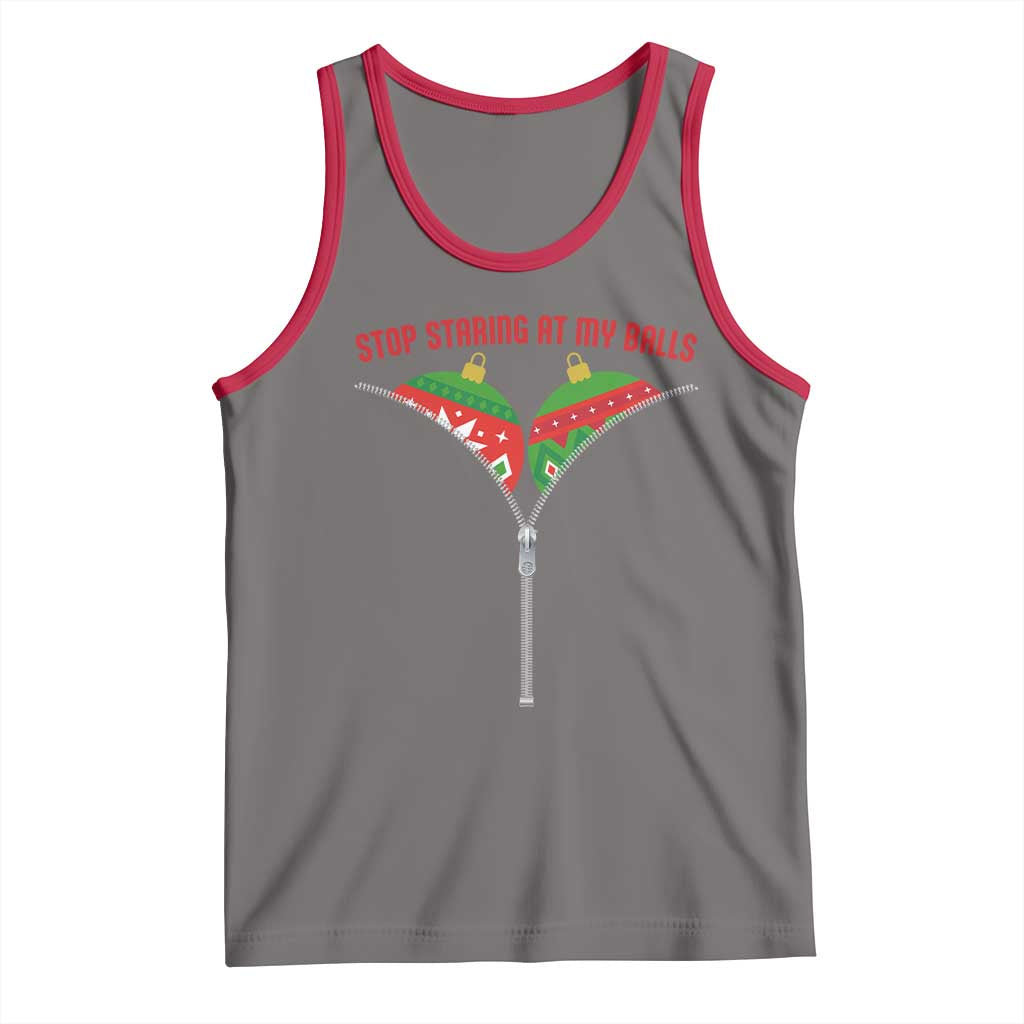 Funny Dirty Christmas Tank Top Stop Staring At My Balls TS14 Deep Heather Red Print Your Wear