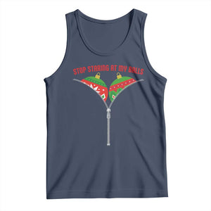 Funny Dirty Christmas Tank Top Stop Staring At My Balls TS14 Navy Print Your Wear