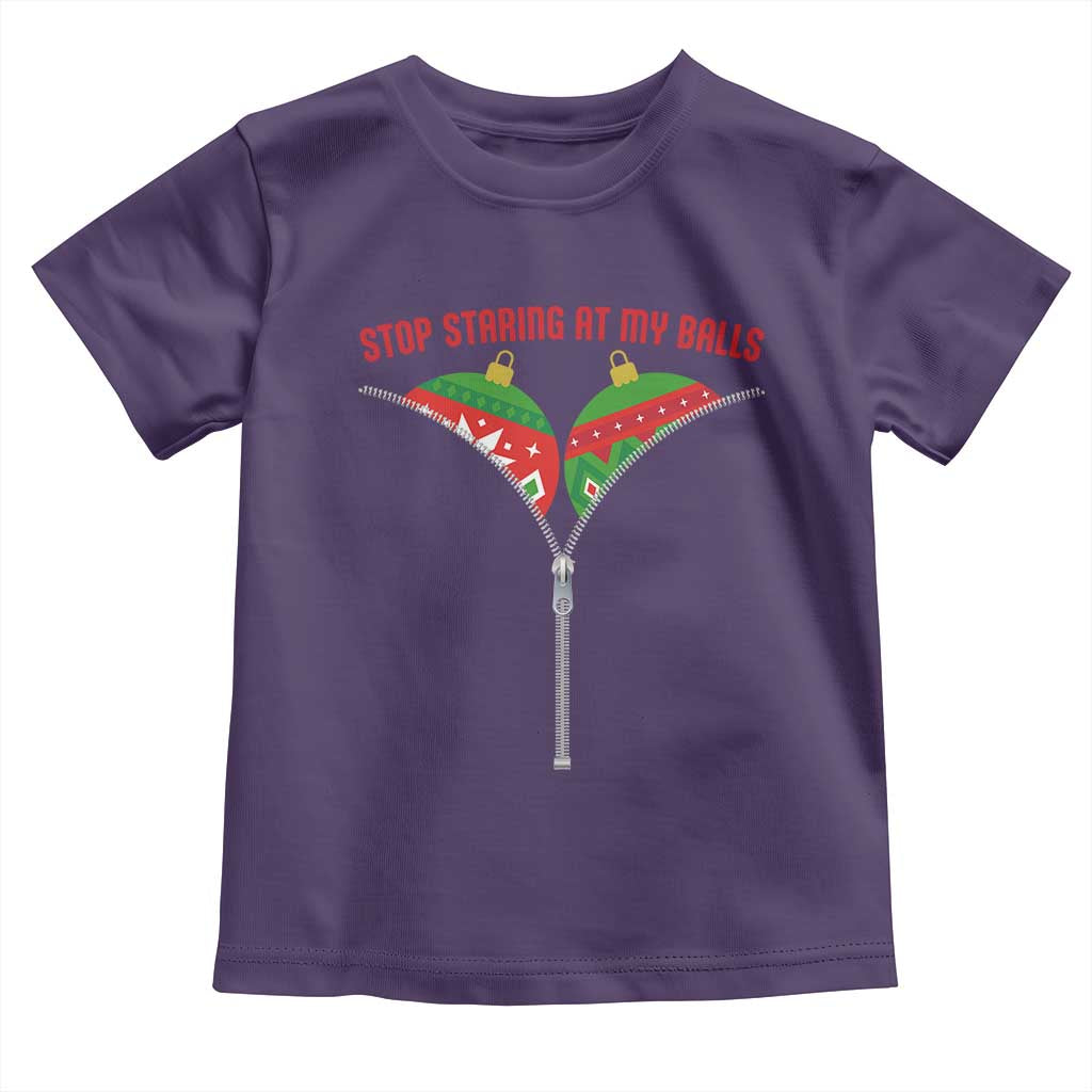 Funny Dirty Christmas Toddler T Shirt Stop Staring At My Balls TS14 Purple Print Your Wear