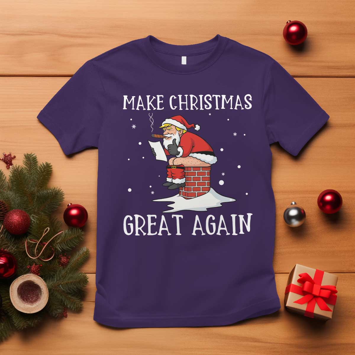Funny Santa Trump T Shirt Make Christmas Great Again TS14 Purple Print Your Wear