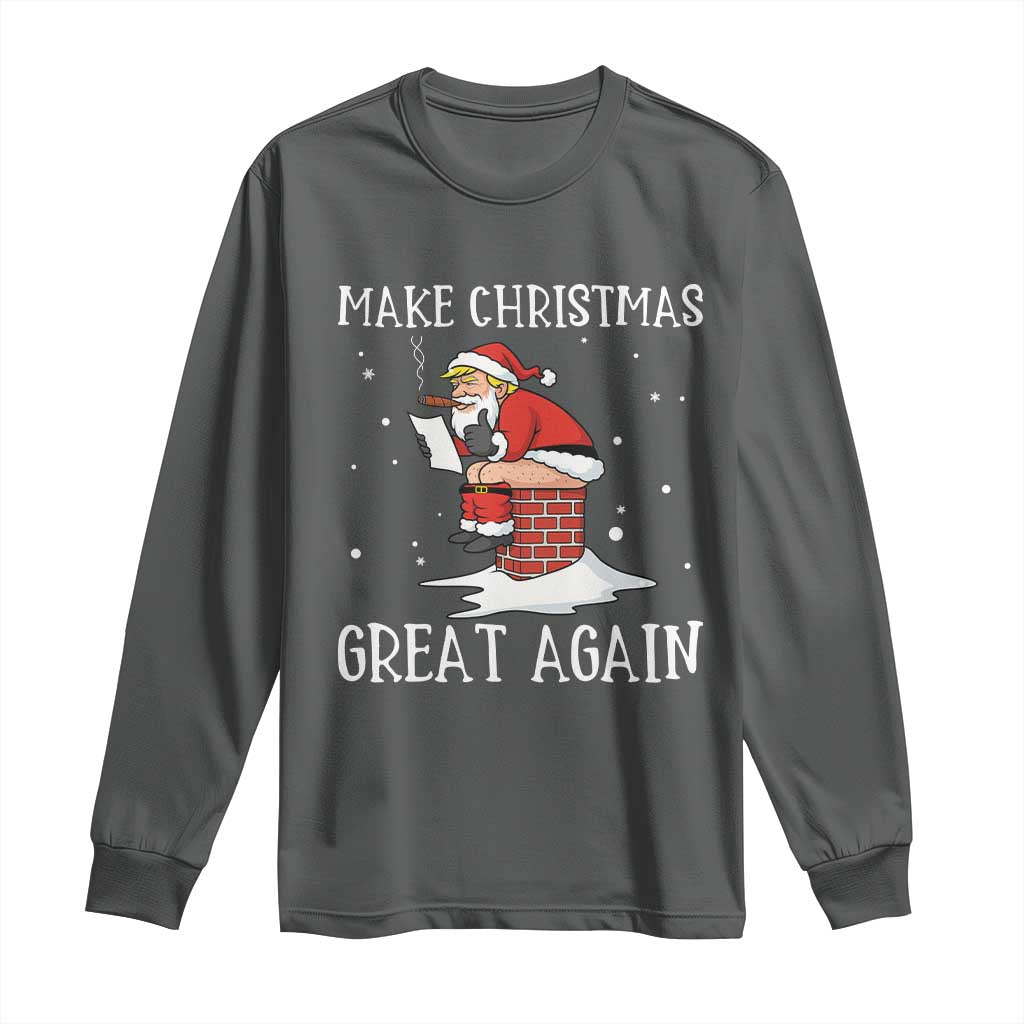 Funny Santa Trump Long Sleeve Shirt Make Christmas Great Again TS14 Dark Heather Print Your Wear