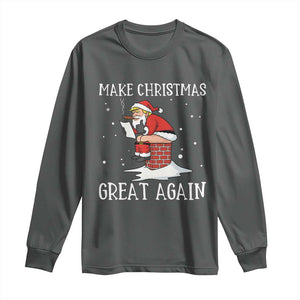Funny Santa Trump Long Sleeve Shirt Make Christmas Great Again TS14 Dark Heather Print Your Wear