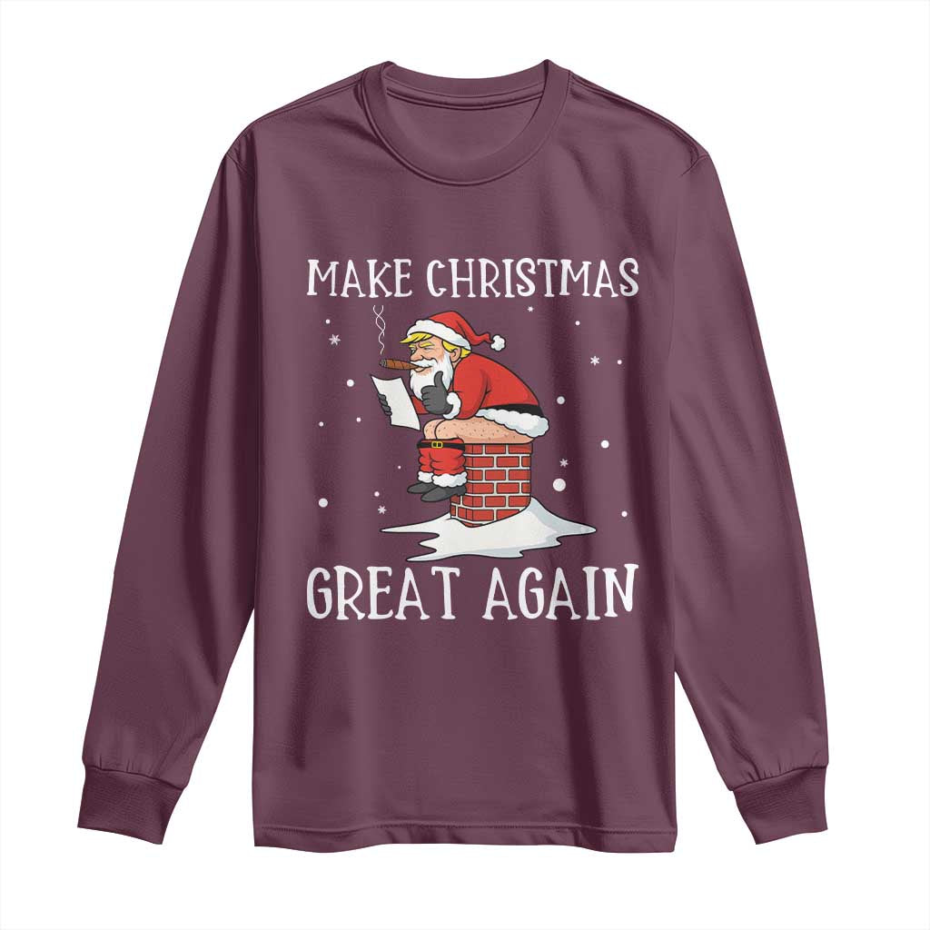 Funny Santa Trump Long Sleeve Shirt Make Christmas Great Again TS14 Maroon Print Your Wear