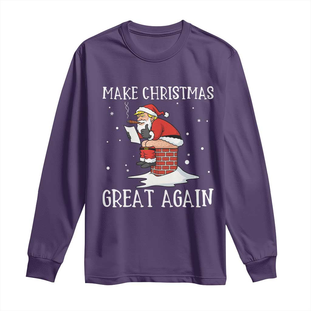 Funny Santa Trump Long Sleeve Shirt Make Christmas Great Again TS14 Purple Print Your Wear
