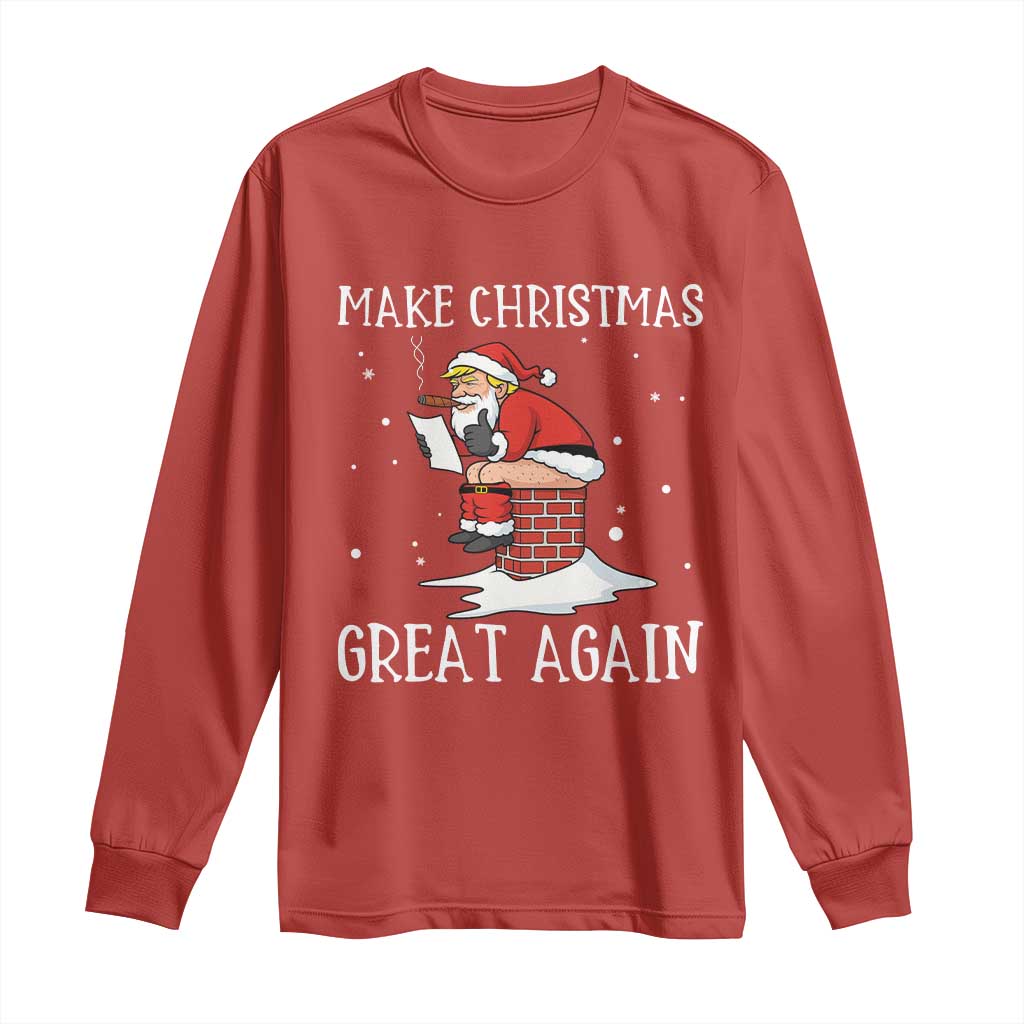 Funny Santa Trump Long Sleeve Shirt Make Christmas Great Again TS14 Red Print Your Wear