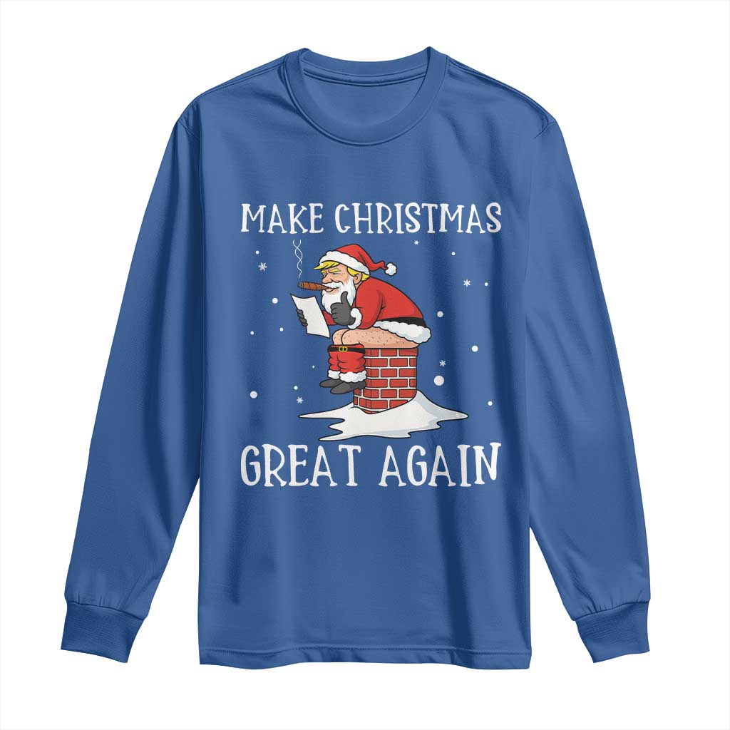 Funny Santa Trump Long Sleeve Shirt Make Christmas Great Again TS14 Royal Blue Print Your Wear
