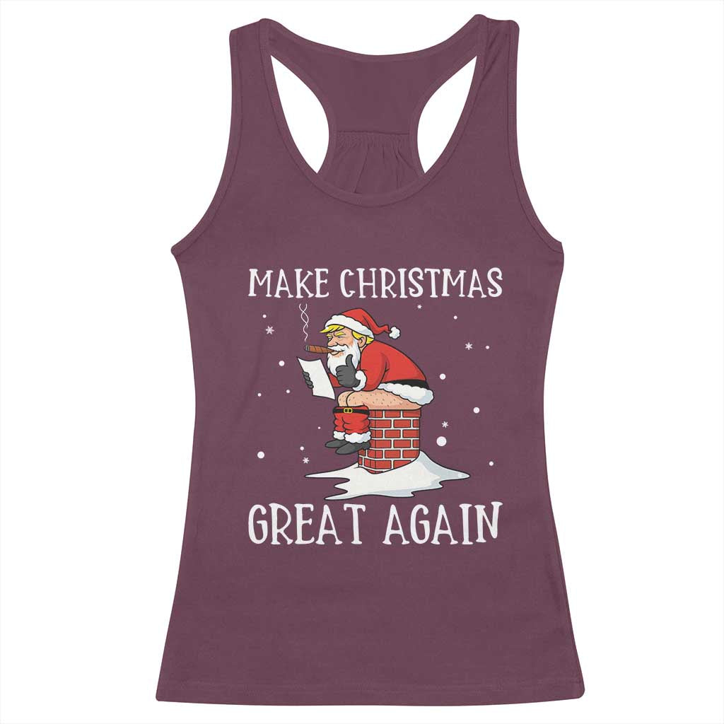 Funny Santa Trump Racerback Tank Top Make Christmas Great Again TS14 Maroon Print Your Wear