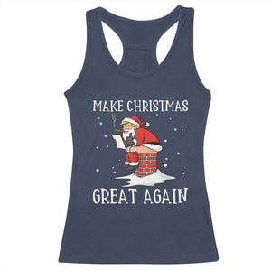 Funny Santa Trump Racerback Tank Top Make Christmas Great Again TS14 Navy Print Your Wear