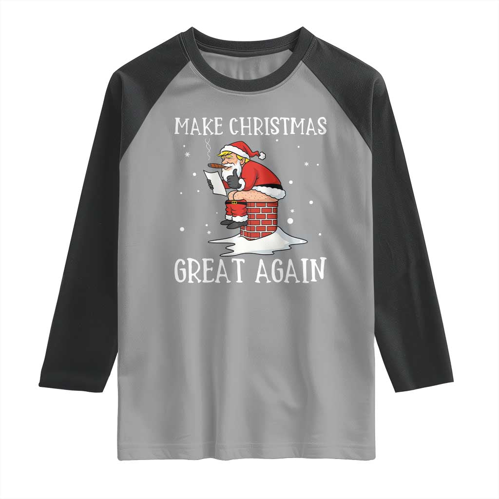 Funny Santa Trump Raglan Shirt Make Christmas Great Again TS14 Sport Gray Black Print Your Wear