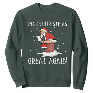 Funny Santa Trump Sweatshirt Make Christmas Great Again TS14 Dark Forest Green Print Your Wear